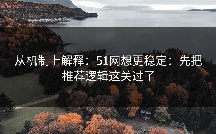 从机制上解释：51网想更稳定：先把推荐逻辑这关过了