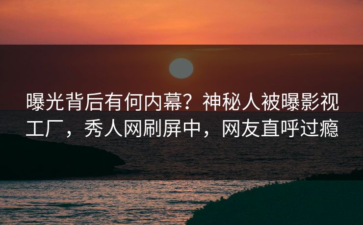 曝光背后有何内幕？神秘人被曝影视工厂，秀人网刷屏中，网友直呼过瘾
