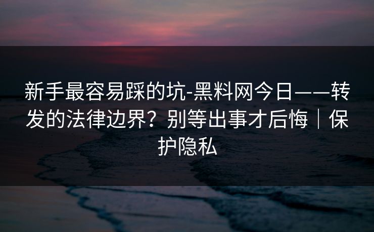 新手最容易踩的坑-黑料网今日——转发的法律边界?别等出事才后悔|保护隐私