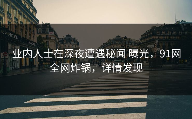 业内人士在深夜遭遇秘闻 曝光，91网全网炸锅，详情发现